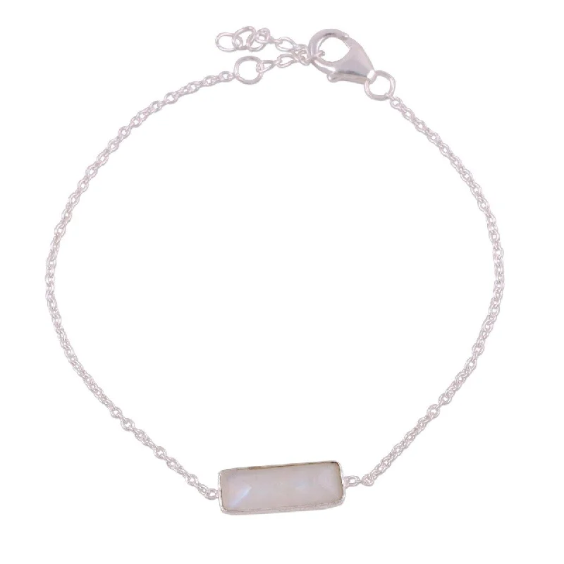 Stone stack bangles-NOVICA Elegant Prism, Rainbow moonstone pendant bracelet