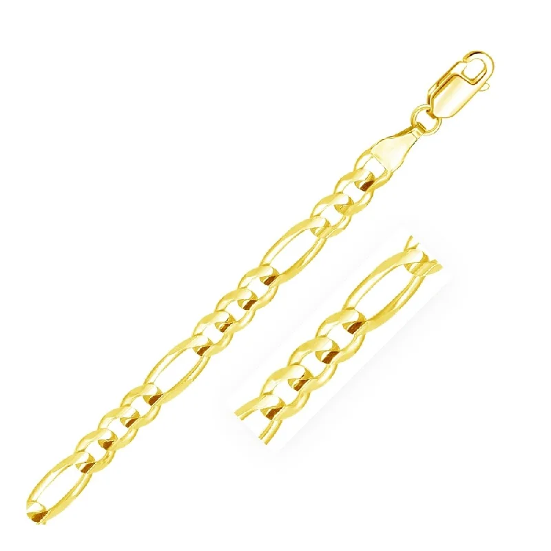 Silk cord bangles-6.0mm 14k Yellow Gold Solid Figaro Bracelet