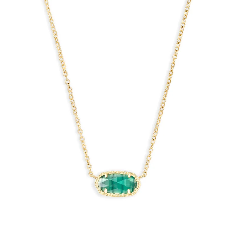 Radiant pearl necklaces-Kendra Scott Elisa Gold Pendant Necklace in Emerald Cats Eye