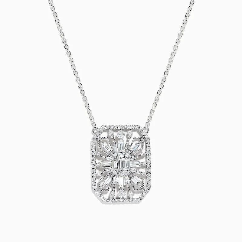 Woven link necklaces-Pave Classica 14K White Gold Diamond Necklace