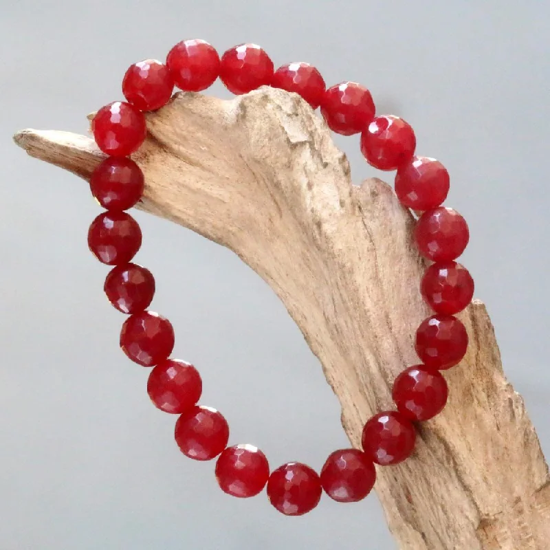 Radiant star bangles-Handmade Beaded 'Sanur Cherry' Agate Bracelet (Indonesia) - Red