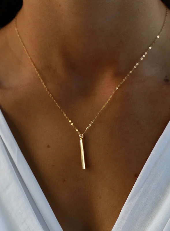 Raised disc necklaces-PETITE BAR NECKLACE