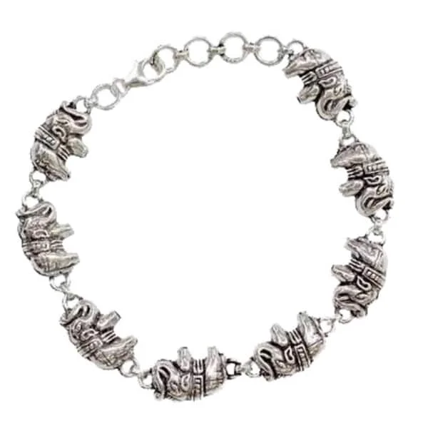 Silk cord bangles-Handmade Sterling Silver 'Lucky Elephants' Link Bracelet (India)