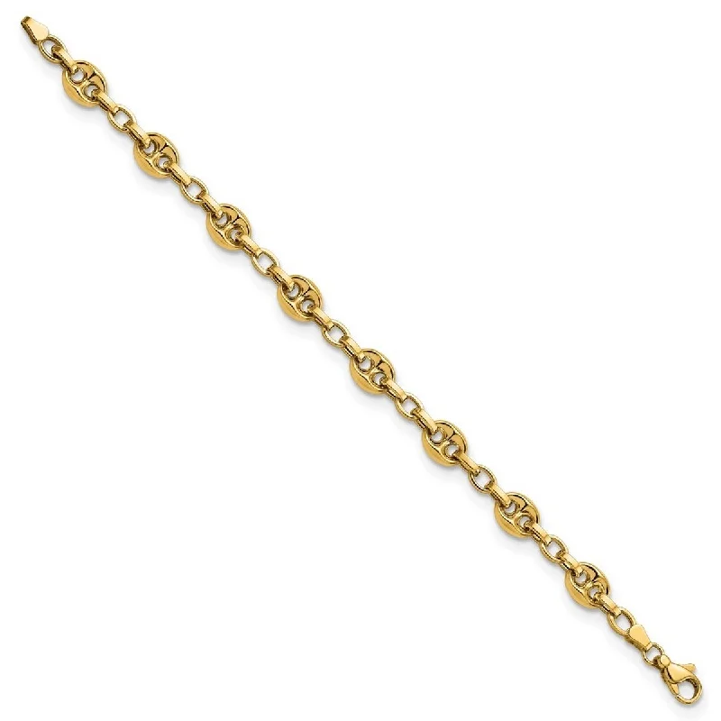 Multi-chain bangles-Curata 14k Gold Polished Fancy Link Bracelet 7.75 Inch