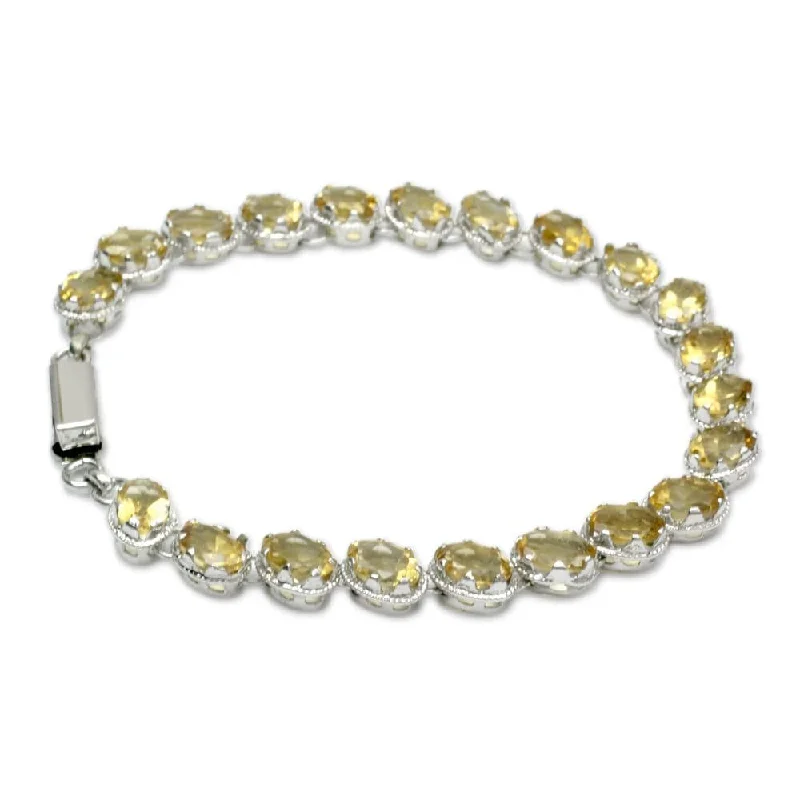 Regency style bangles-Handmade Sterling Silver 'India Delight' Citrine Bracelet (India)