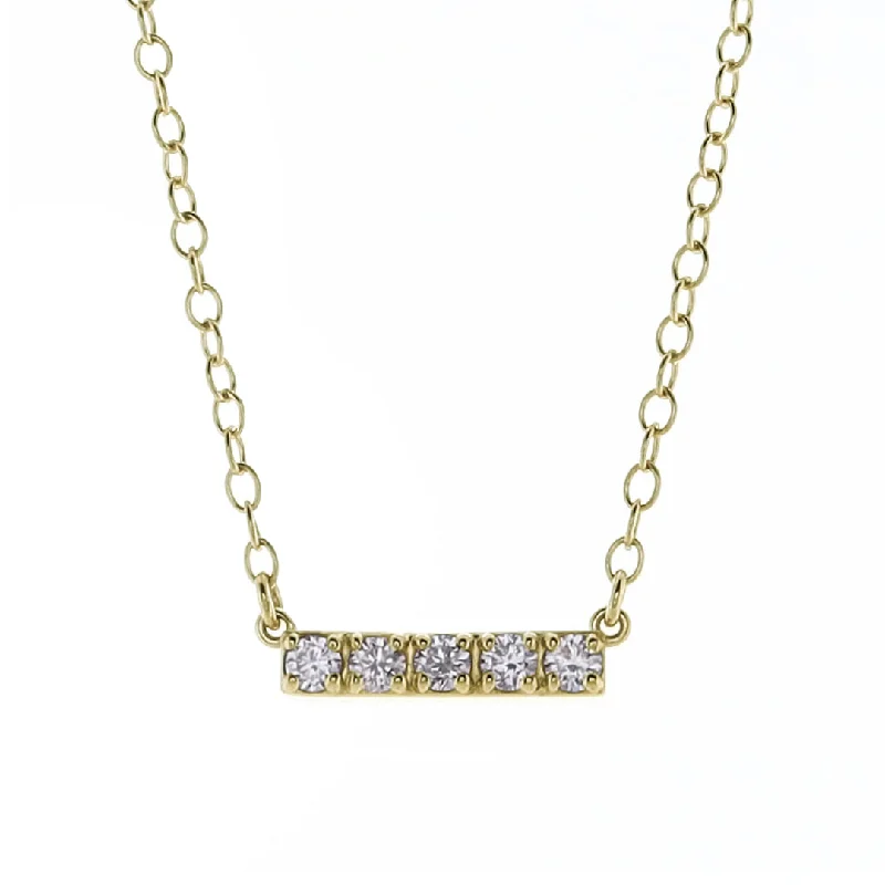 Aged silver necklaces-enewton couture 14kt Gold and Diamond Significance Bar Necklace - Five Diamonds