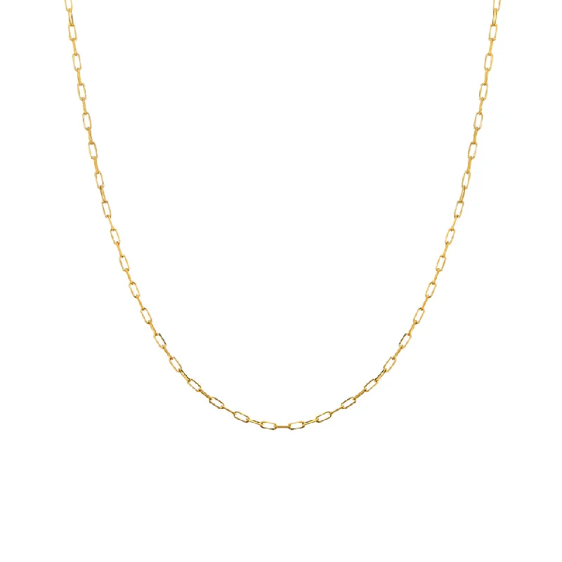 Thin enamel necklaces-14k Yellow Gold Paperclip Chain Necklace