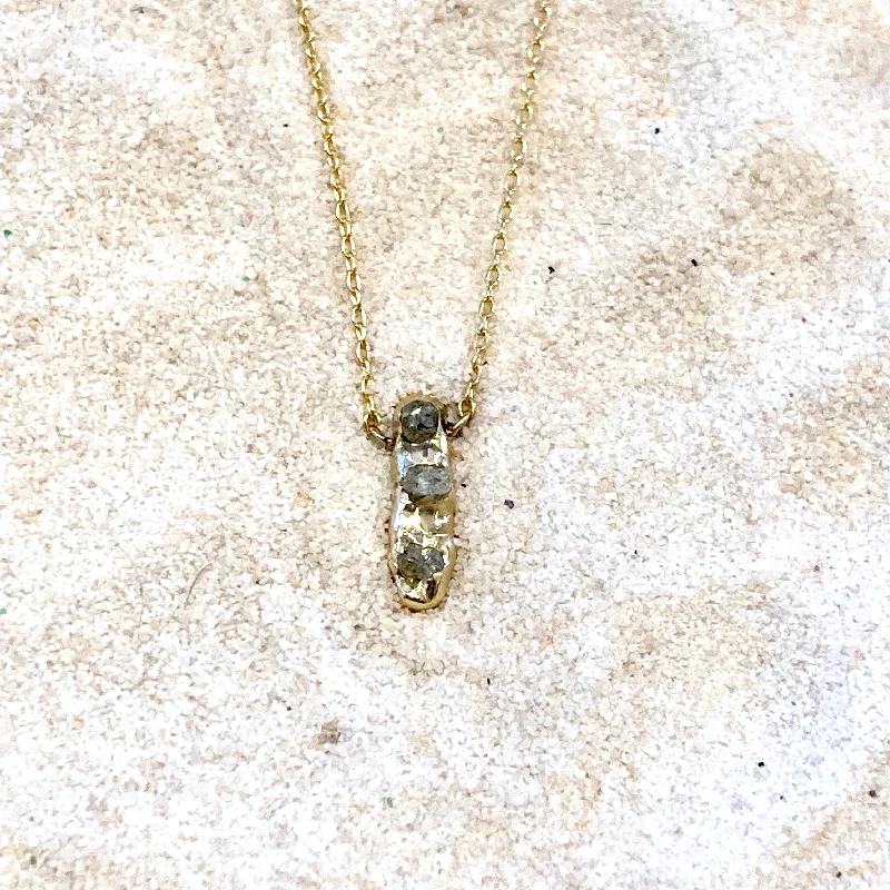 Swirl shape necklaces-Cobblestone 14K Gold and Raw Diamonds Necklace