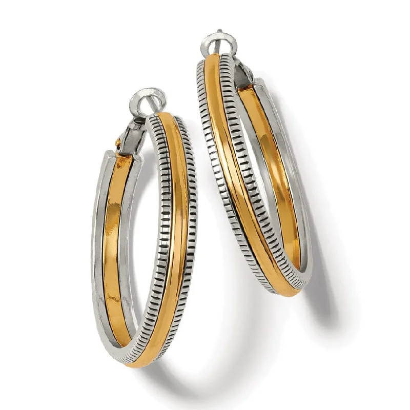 Bamboo style earrings-Brighton | Interlock Heirloom Two Tone Hoop Earrings