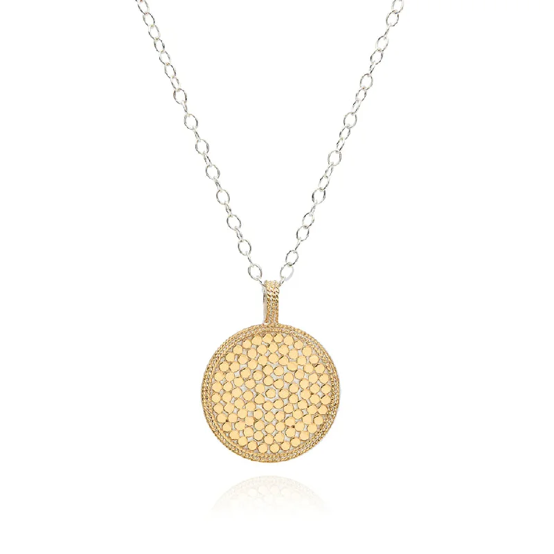 Curved pendant necklaces-Anna Beck Hammered Reversible Pendant Necklace