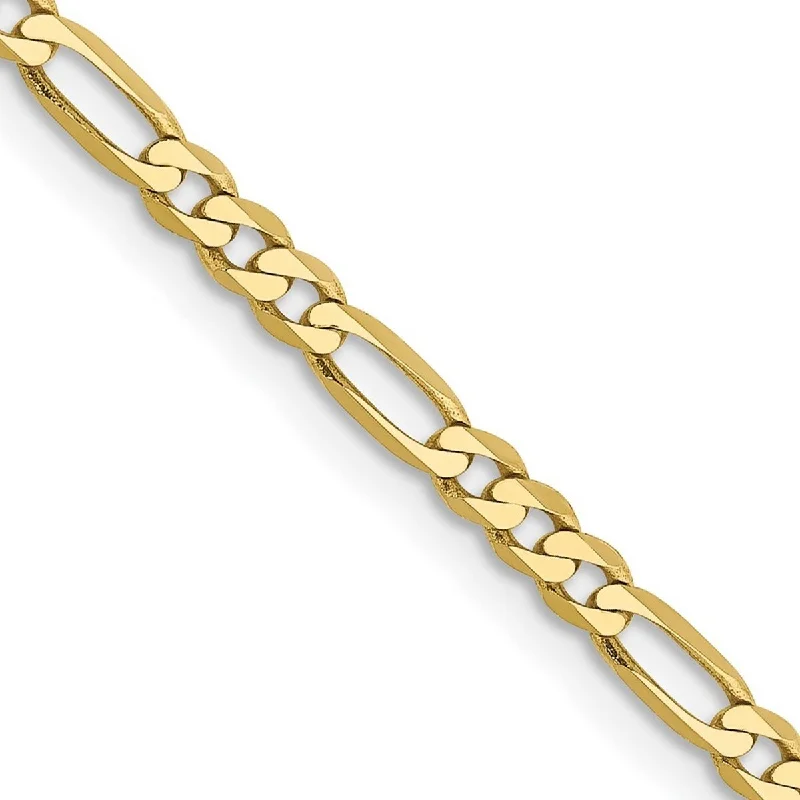 Oval gem bangles-Curata 10k Yellow Gold 2.75mm Flat Figaro Chain Bracelet