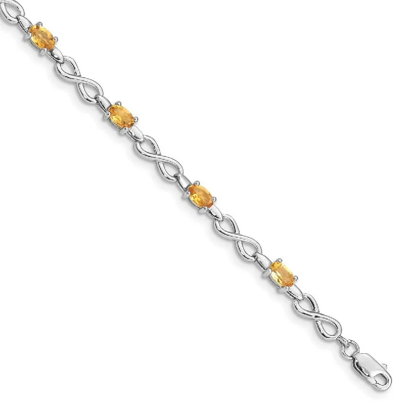 Subtle accent bangles-Curata 925 Sterling Silver Polished Lobster Claw Closure Citrine Bracelet