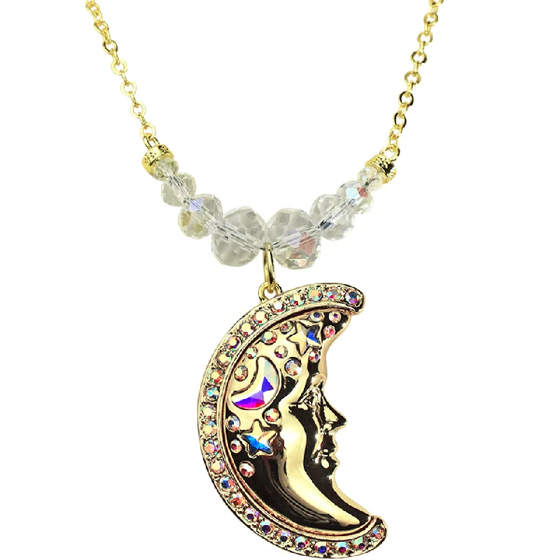 Hope charm necklaces-Venus Seaview Metallic Moon Shadow Necklace (Goldtone)