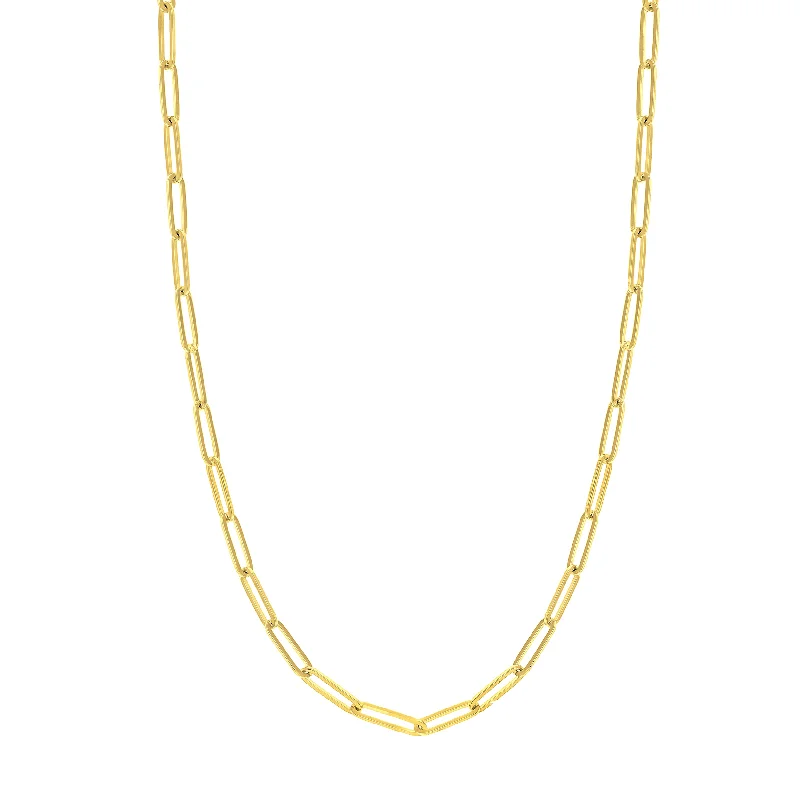 Wide bib necklaces-14k Yellow Gold Paper Clip Chain Necklace