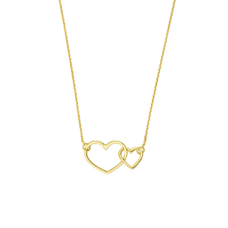 Ruby pendant necklaces-14k Gold Interlocking Hearts Necklace