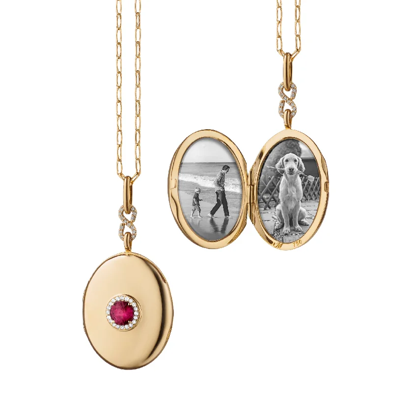 Old style necklaces-Ruby Infinity Locket Necklace