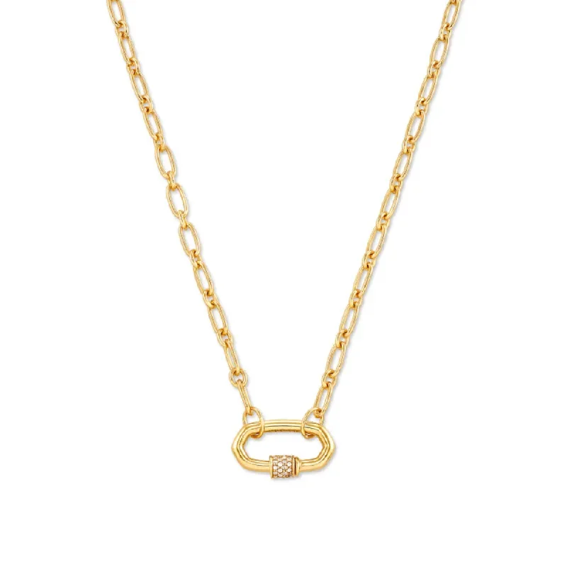 Swirl shape necklaces-Kendra Scott Bristol 18k Gold Vermeil Link Necklace in White Sapphire