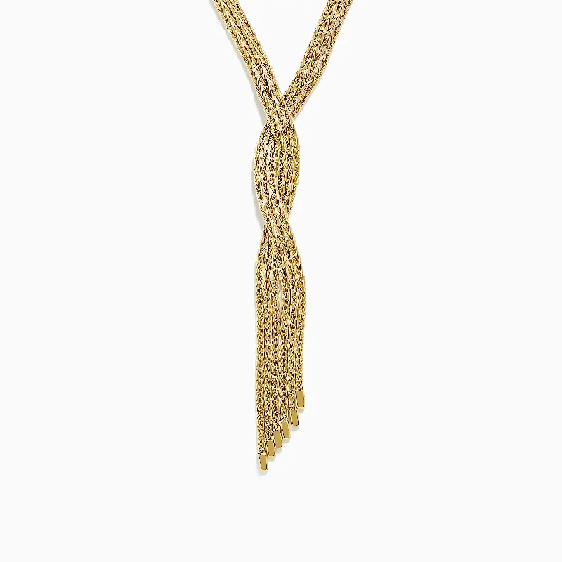 Oval gem necklaces-14K Yellow Gold 17" Fringe Necklace