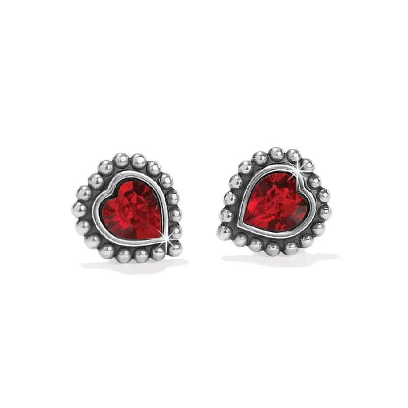 Onyx drop earrings-Brighton | Shimmer Heart Mini Post Earrings in Red Crystal