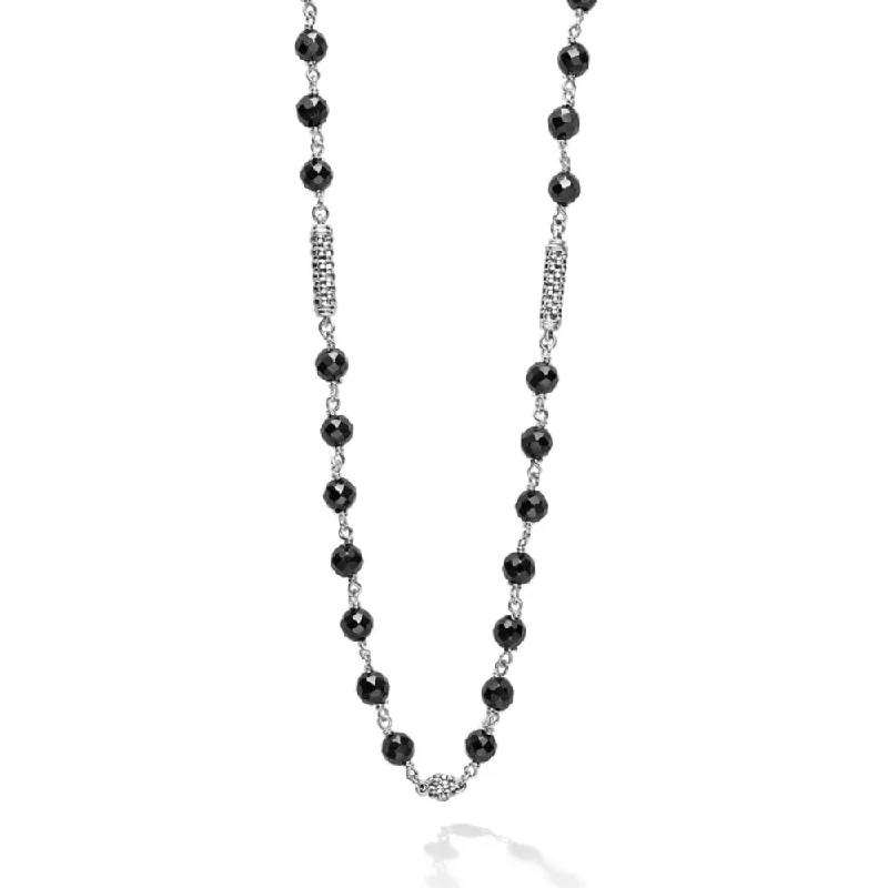 Sharp-line necklaces-Lagos Caviar Icon Black Ceramic Beaded Necklace