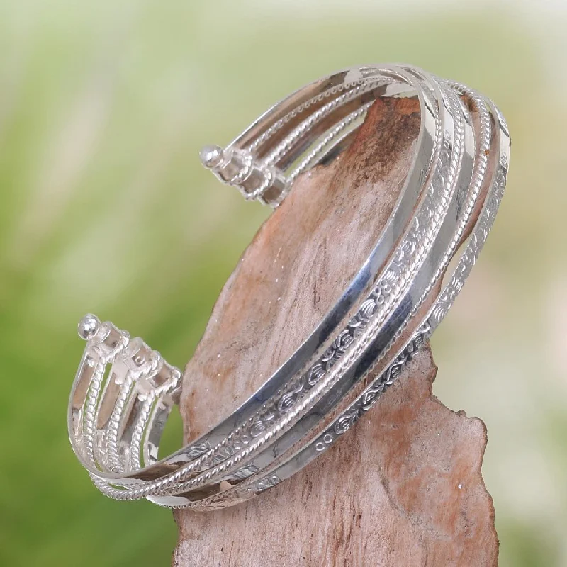 Astro theme bangles-Handmade Sterling Silver 'Unity in Diversity' Bracelet (Indonesia)