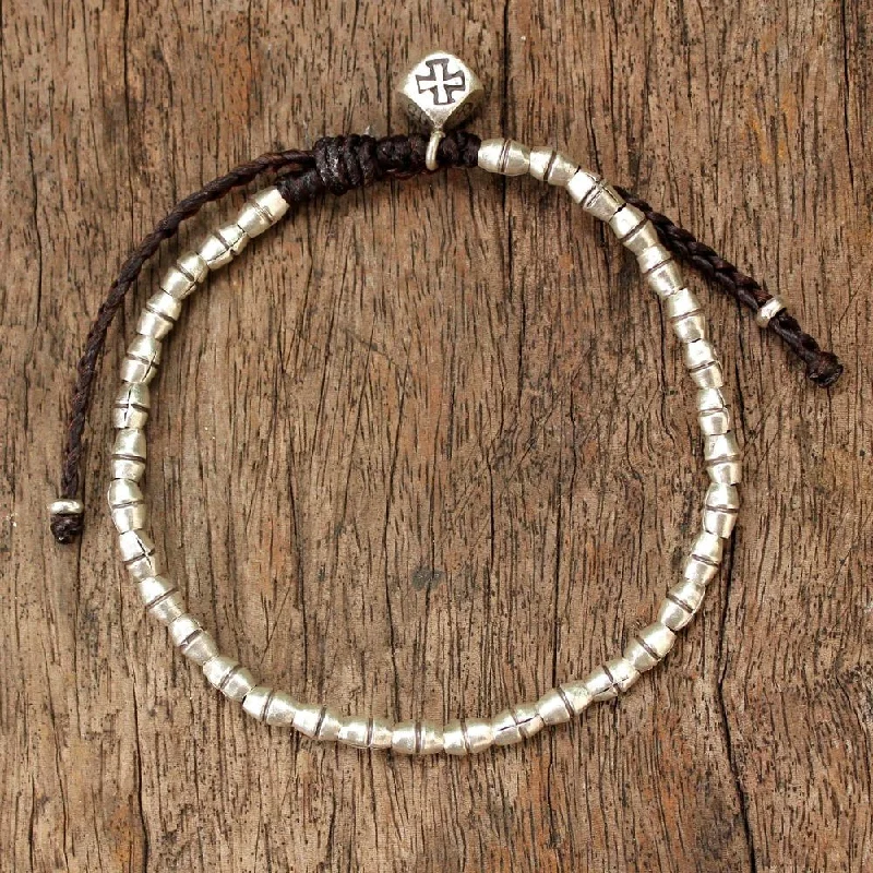 Pure link bangles-Handmade Sterling Silver 'Hill Tribe Cross' Bracelet (Thailand)