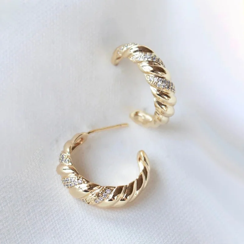 Woven thread earrings-Kinsey Designs | Luca Gold Tone Hoop Earrings