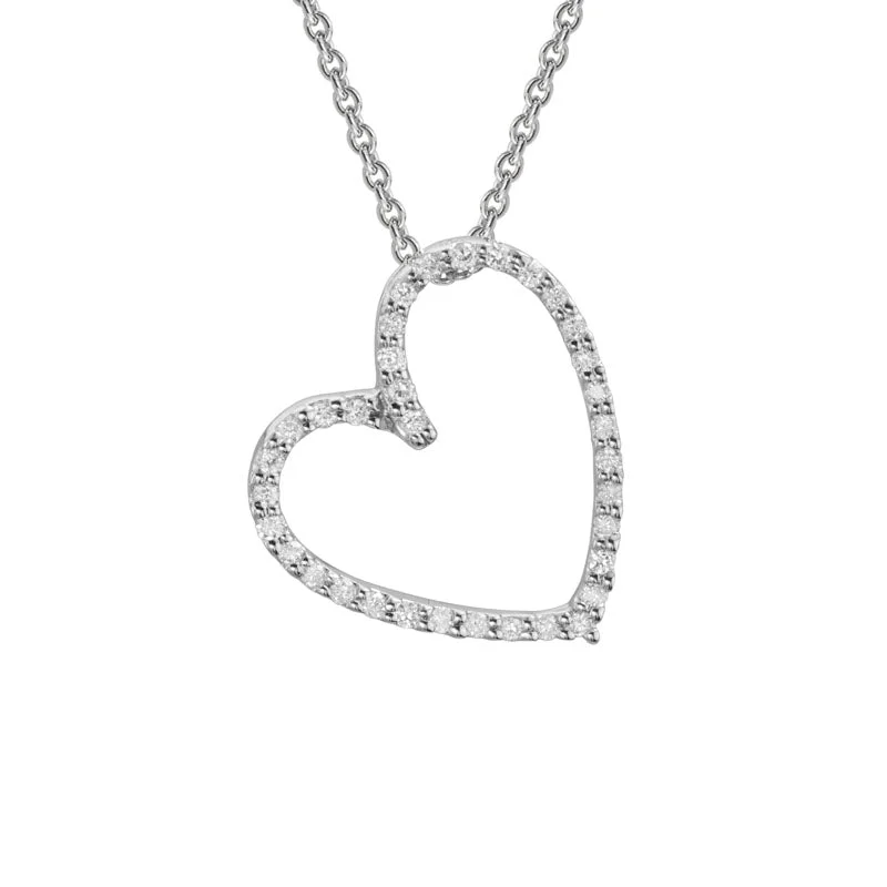 Radiant pearl necklaces-14k Diamond Open Heart Pendant Necklace