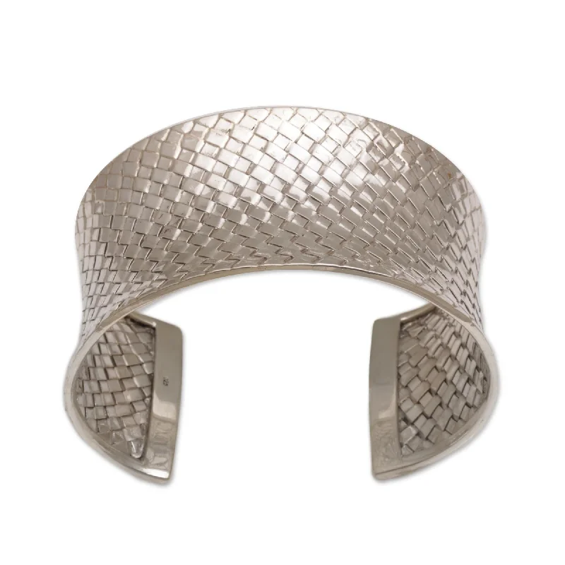 Dusk gothic bangles-NOVICA Sterling Silver Cuff Bracelet, 'Circle of Joy' (Indonesia) - 7'6" x 9'6"