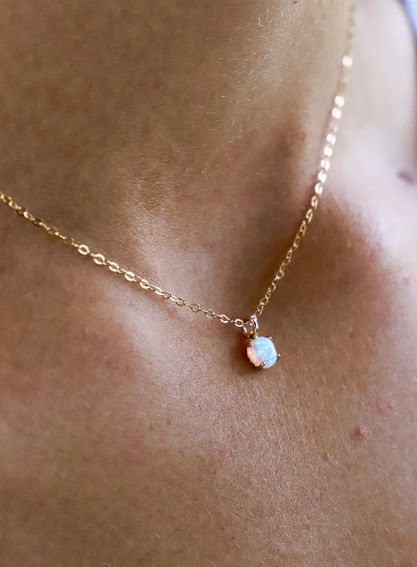 Blended metal necklaces-OPAL DROP NECKLACE