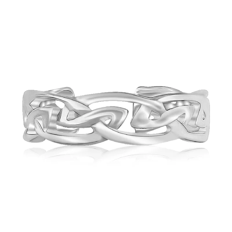 Spring band engagement rings-Sterling Silver Rhodium Plated Celtic Style Toe Ring