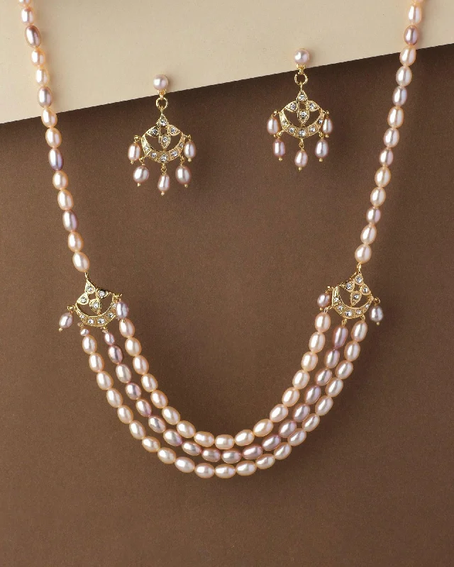 Elastic thread necklaces-Beautiful Real Pearl Necklace Set