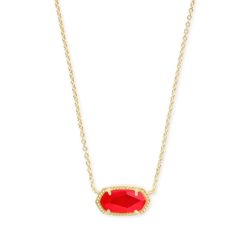 Thick chain necklaces-Kendra Scott Elisa Gold Pendant Necklace in Red Illusion