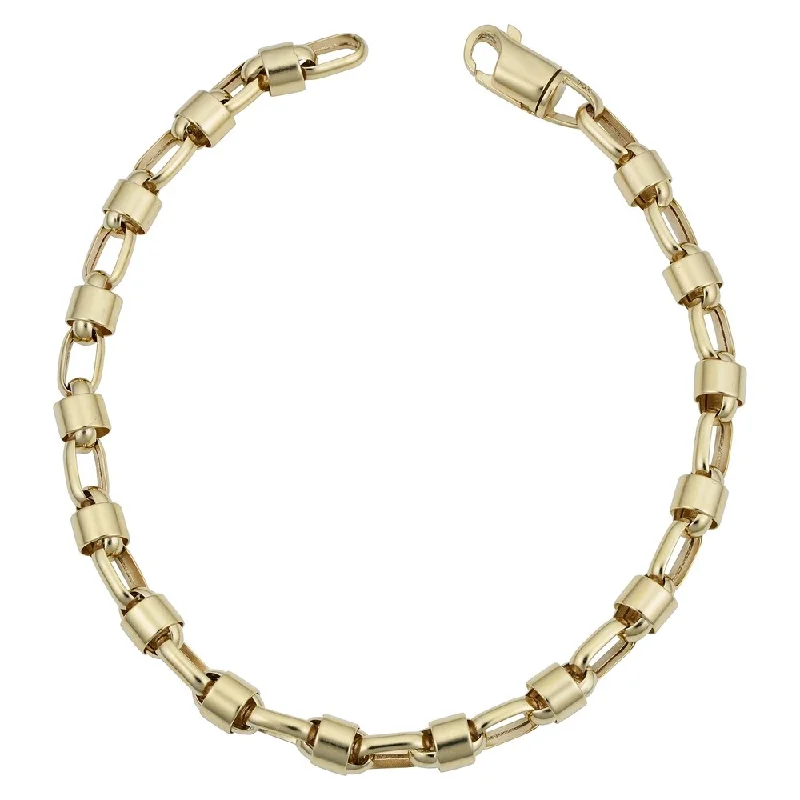 Pure link bangles-Men's 14k Yellow Gold 5.5 millimeters Bullet Link Bracelet (9 inches)