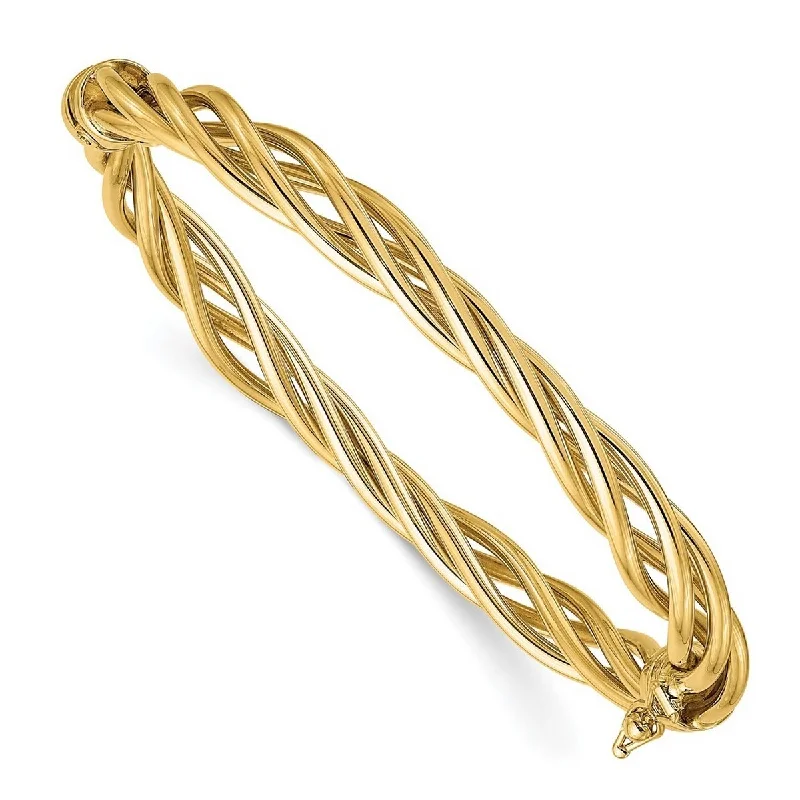 New moon bangles-Curata 7.94mm 14k Yellow Gold Polished Twisted Hinged Cuff Stackable Bangle Bracelet