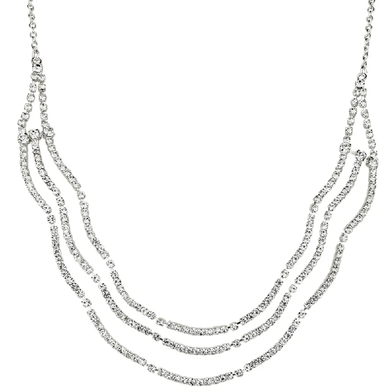 Old medallion necklaces-Waterfall Night Of Wishes Rhinestone Necklace (Sterling Silvertone)