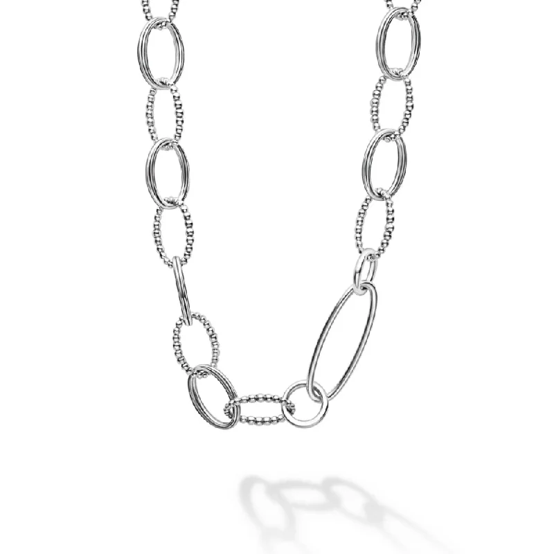 Half moon necklaces-Lagos Signature Caviar Sterling Silver Link Necklace