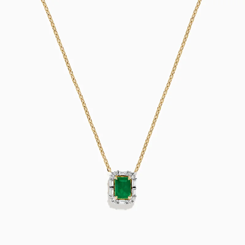 Half moon necklaces-Brasilica 14K Yellow Gold Emerald and Diamond Necklace