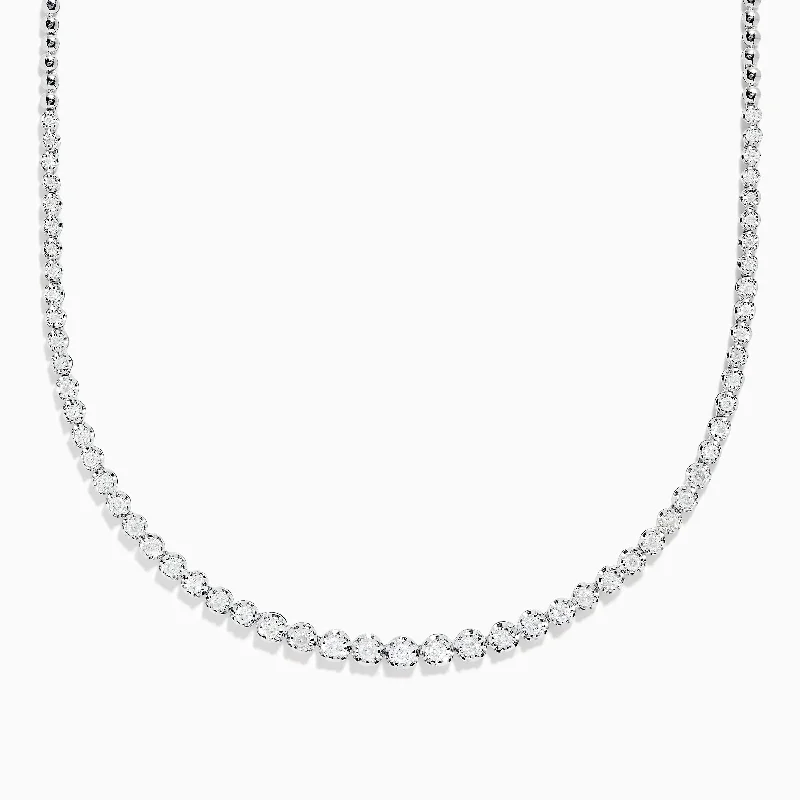 Spinel necklaces-925 Sterling Silver 16" Graduated Diamond Necklace