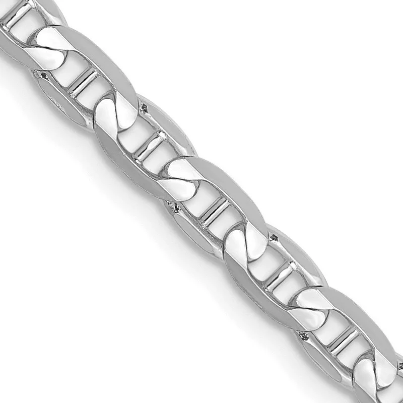 Topaz bangles-Curata 14k White Gold Solid Polished 3.75mm Concave Mariner Anchor Chain Bracelet