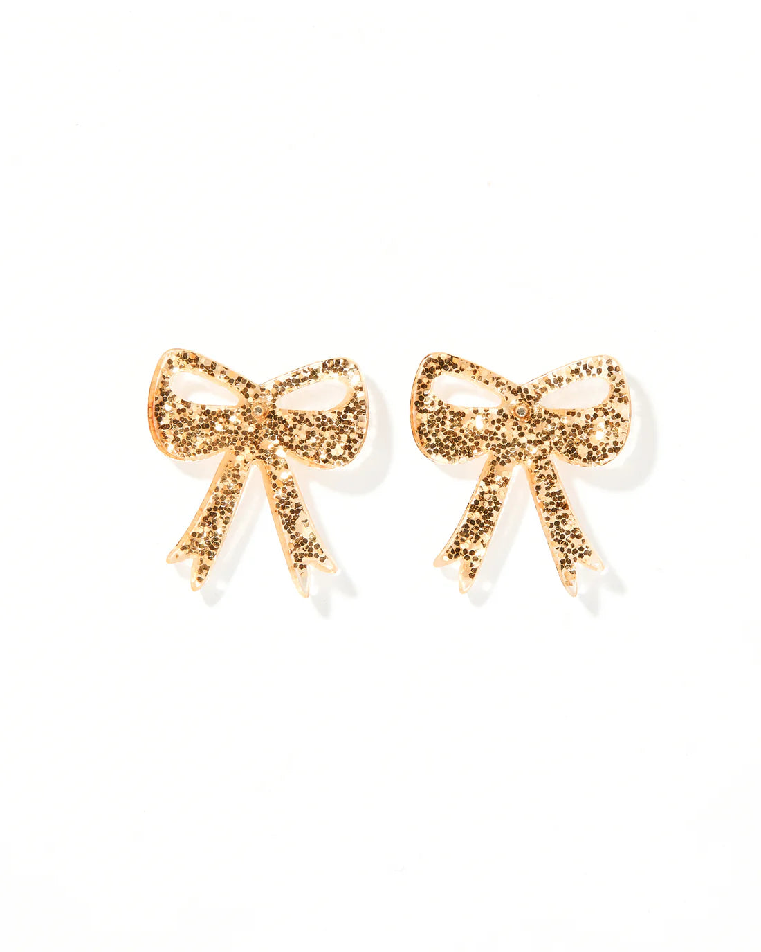 Aged medallion earrings-Linny Co | Sophia Bow Stud Earrings in Gold Glitter