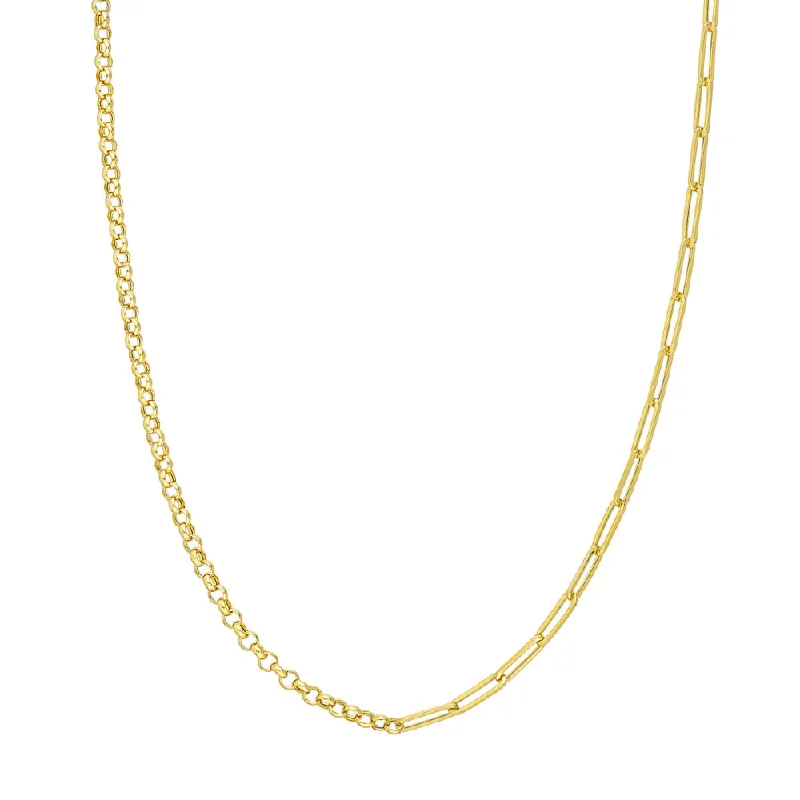 Chic art necklaces-14k Gold 50/50 Paper Clip & Rolo Chain Necklace