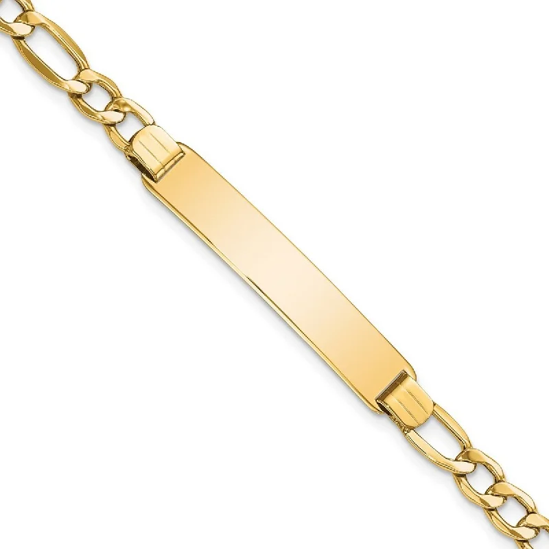 Subtle accent bangles-Curata 7.16mm 10k Yellow Gold Engravable Semi solid Figaro Link ID Bracelet