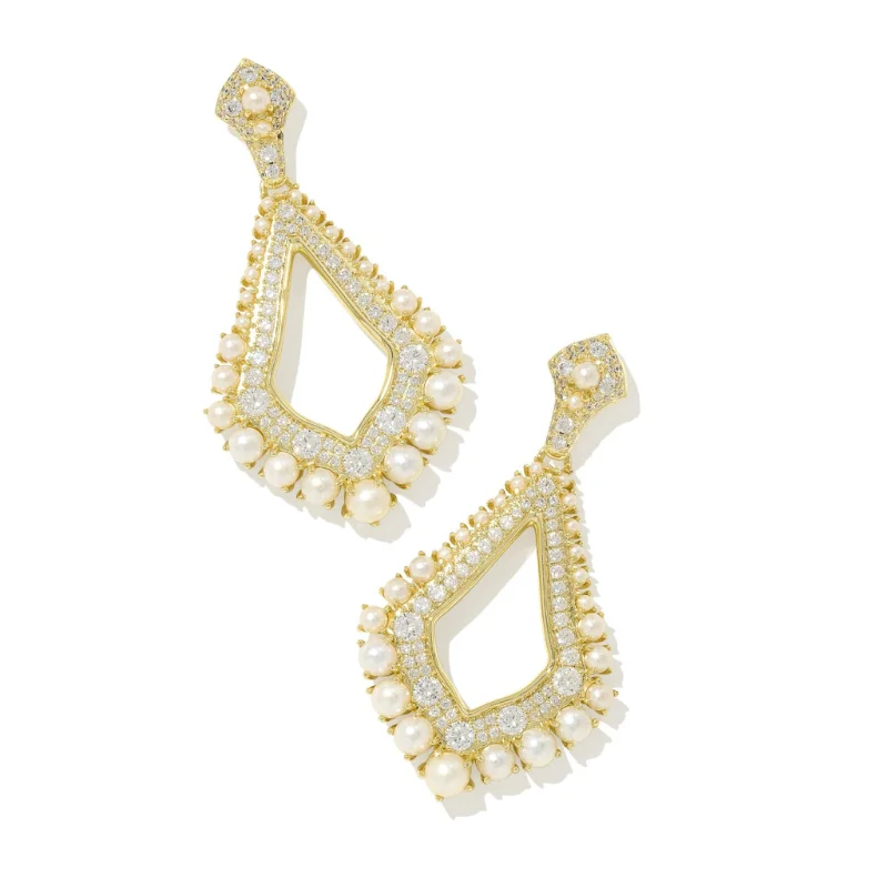 Smooth stud earrings-Kendra Scott | Krista Statement Earrings in Gold White Mix