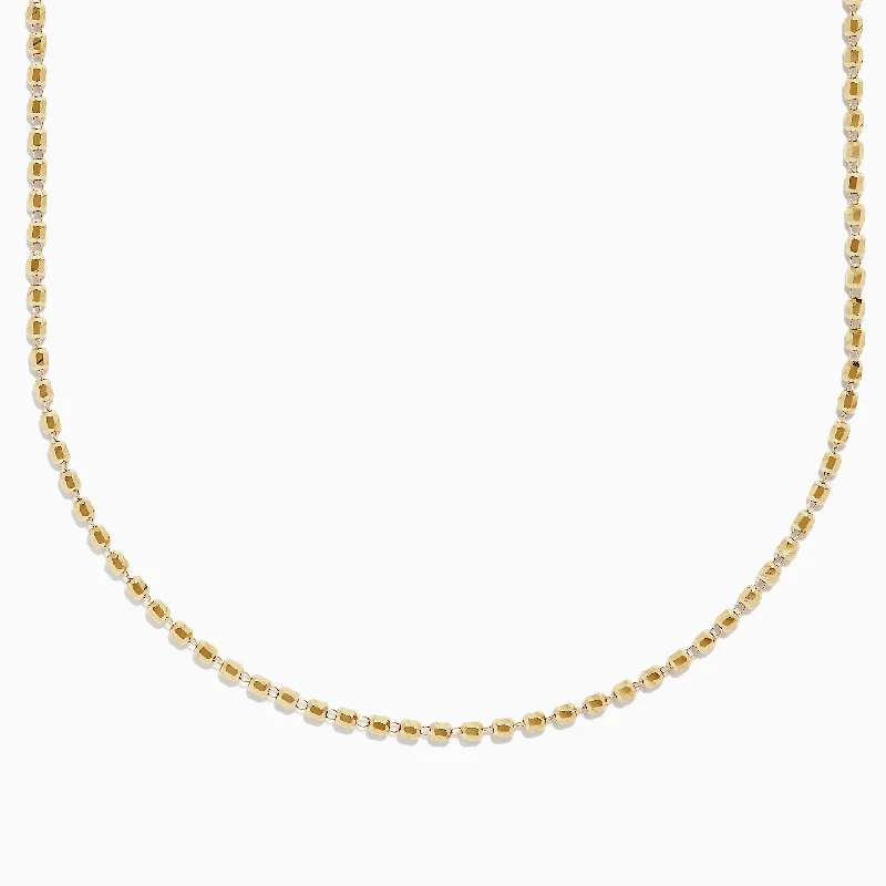 Elastic thread necklaces-14K Yellow Gold Bead Necklace