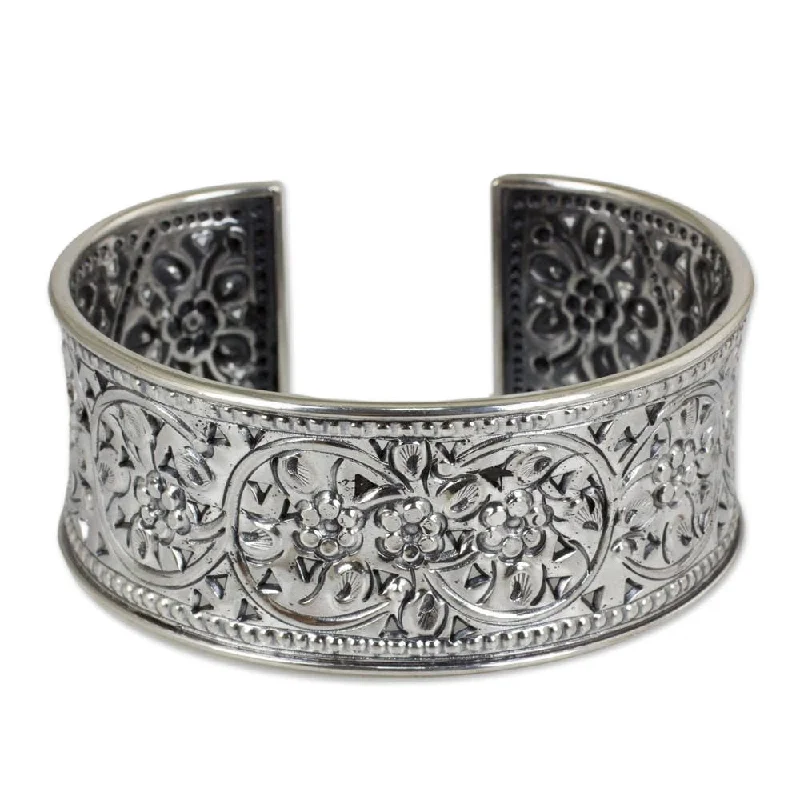 Astro theme bangles-NOVICA Sterling Silver Jasmine Arabesque Bracelet