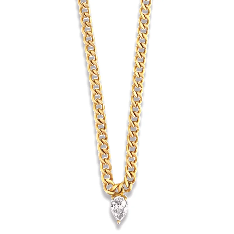 Cosmic star necklaces-Skylar Solitaire Pear Necklace