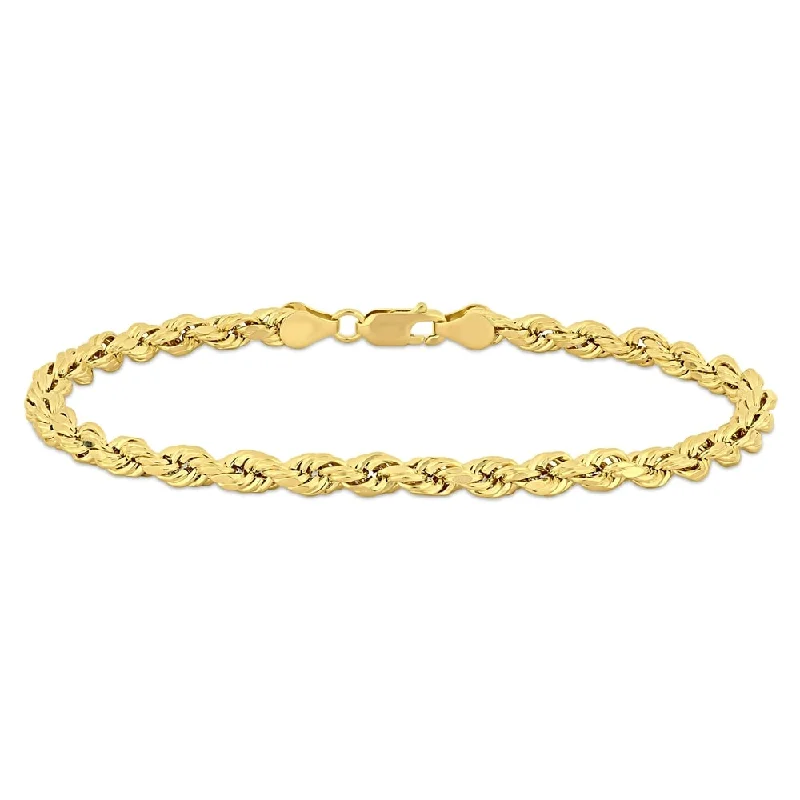 Radiant star bangles-Miadora 14k Yellow Gold Men's 9 Inch Rope Chain Bracelet (5 mm)