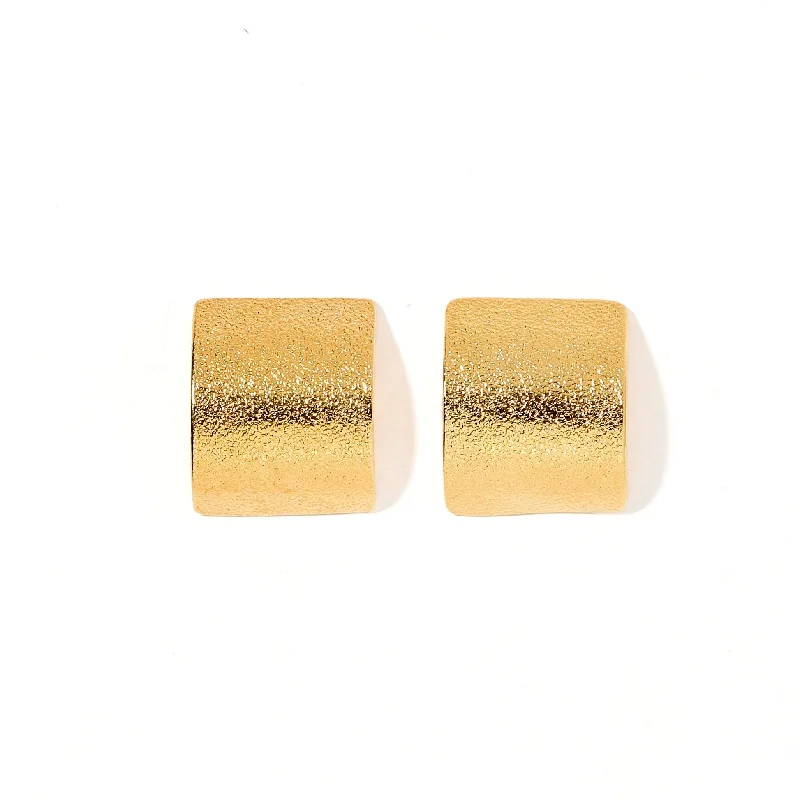 Tiered drop earrings-Linny Co | Lucia Textured Gold Tone Stud Earring