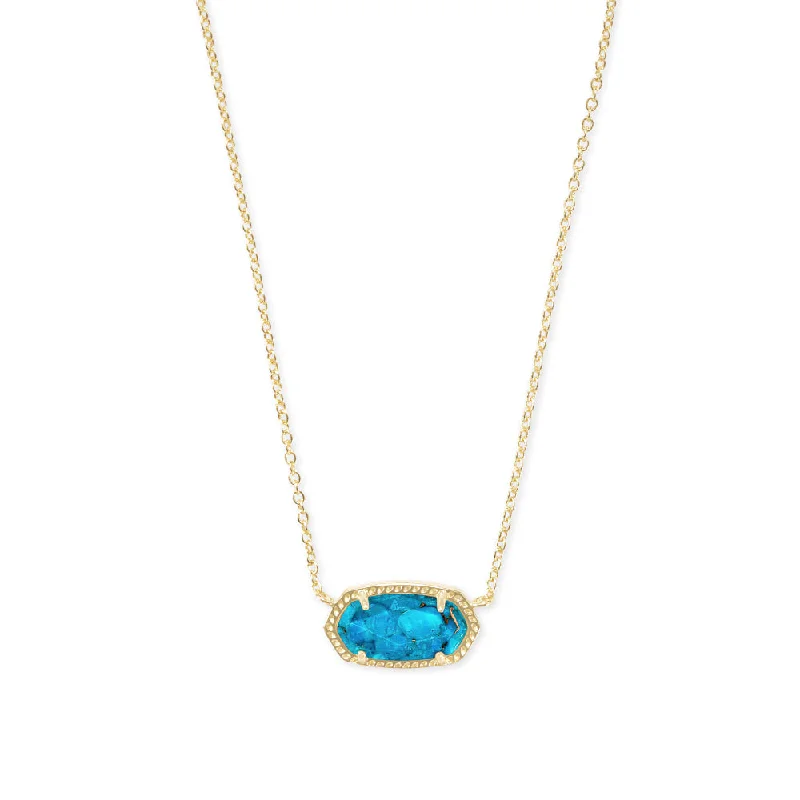 Galaxy charm necklaces-Kendra Scott Elisa Gold Pendant Necklace in Bronze Veined Turquoise Magnesite